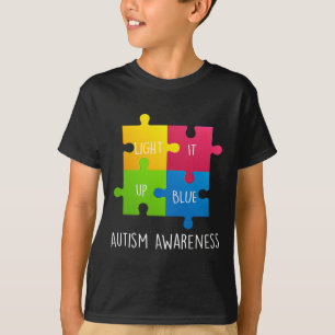 Camiseta Conciencia sobre el autismo iluminar el azul