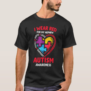 Camiseta Conciencia sobre el Autismo Llevo Rojo Por Mi Sobr