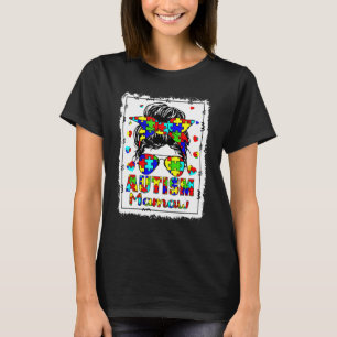 Camiseta Conciencia sobre el autismo Mamaw Life Messy Bun B
