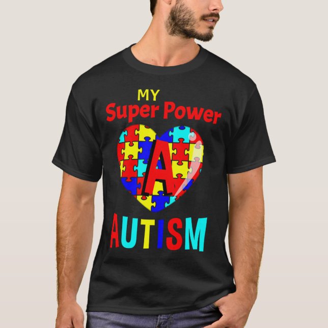 Camiseta Conciencia sobre el autismo mi autismo superpodero (Anverso)