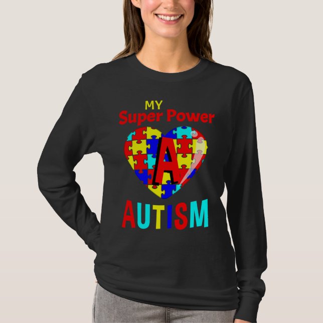 Camiseta Conciencia sobre el autismo mi autismo superpodero (Anverso)