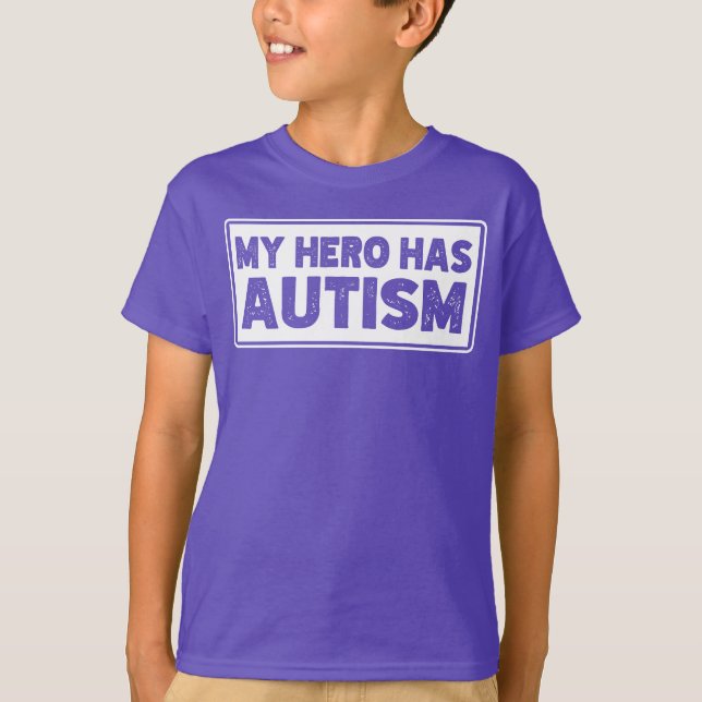 Camiseta Conciencia sobre el autismo, mi héroe tiene autism (Anverso)