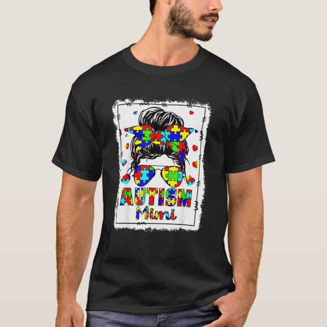 Camiseta Conciencia sobre el autismo Mimi Life Messy Bun Bl (Anverso)