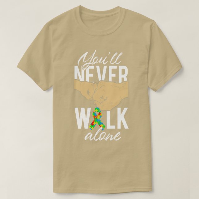 Camiseta Conciencia sobre el autismo nunca caminarás solo G (Diseño del anverso)