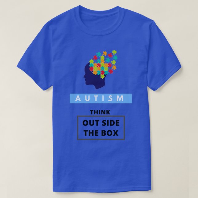 Camiseta Conciencia sobre el autismo Pensar fuera de la caj (Diseño del anverso)