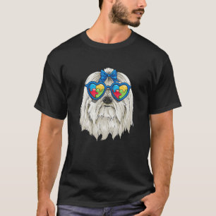 Camiseta Conciencia sobre el autismo Perro maltés Puzzle Bo