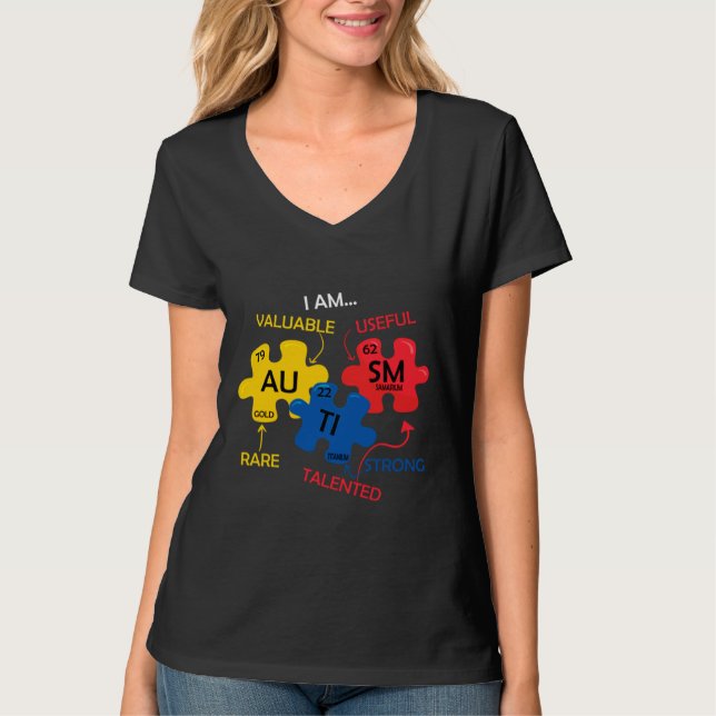 Camiseta Conciencia Sobre El Autismo Rd Elementos De Tabla  (Anverso)