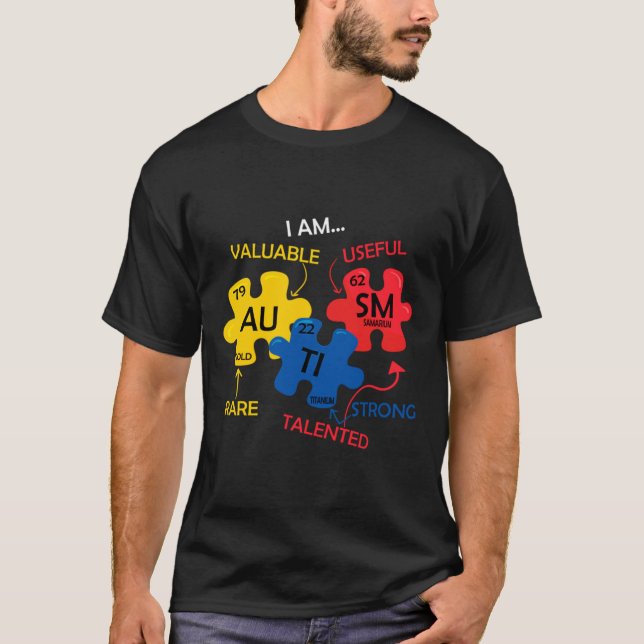 Camiseta Conciencia Sobre El Autismo Rd Elementos De Tabla  (Anverso)
