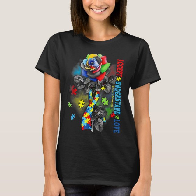 Camiseta Conciencia sobre el autismo Rosa acepta entender l (Anverso)