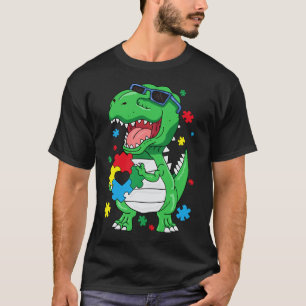 Camiseta Conciencia sobre el autismo T Rex Dinosaur Puzzle 