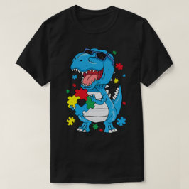 Camiseta Conciencia sobre el autismo T Rex Dinosaur Puzzle 