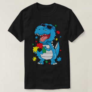 Camiseta Conciencia sobre el autismo T Rex Dinosaur Puzzle