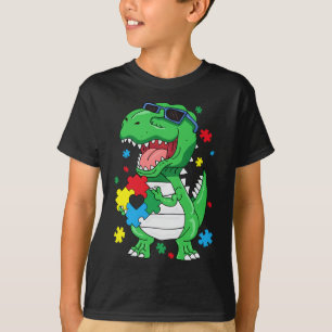 Camiseta Conciencia sobre el autismo T Rex Dinosaur Puzzle