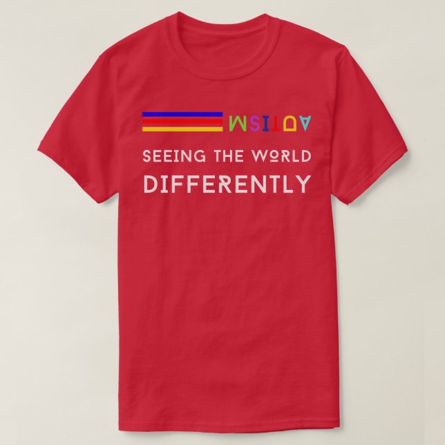 Camiseta Conciencia sobre el autismo: ver el mundo de maner (Diseño del anverso)