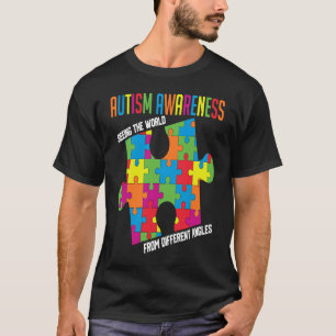 Camiseta Conciencia sobre el Autismo Viendo el Mundo de Man