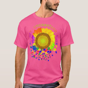 Camiseta Conciencia sobre el autismo y el girasol aceptan e