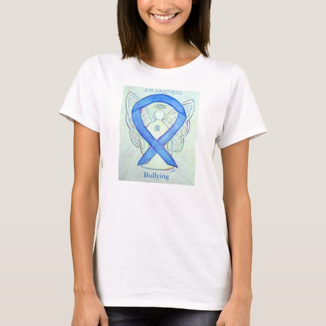 Camiseta Conciencia sobre el bullying Blue Ribbon Angel Shi (Anverso)