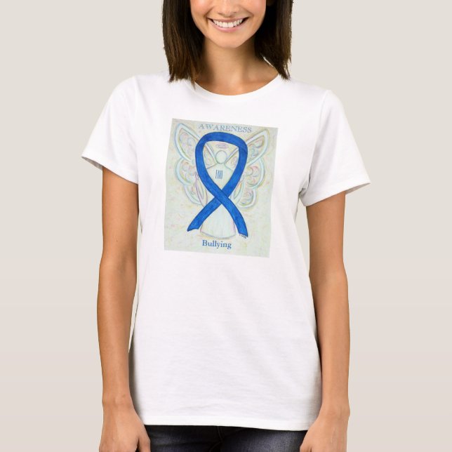 Camiseta Conciencia sobre el bullying Blue Ribbon Angel Shi (Anverso)