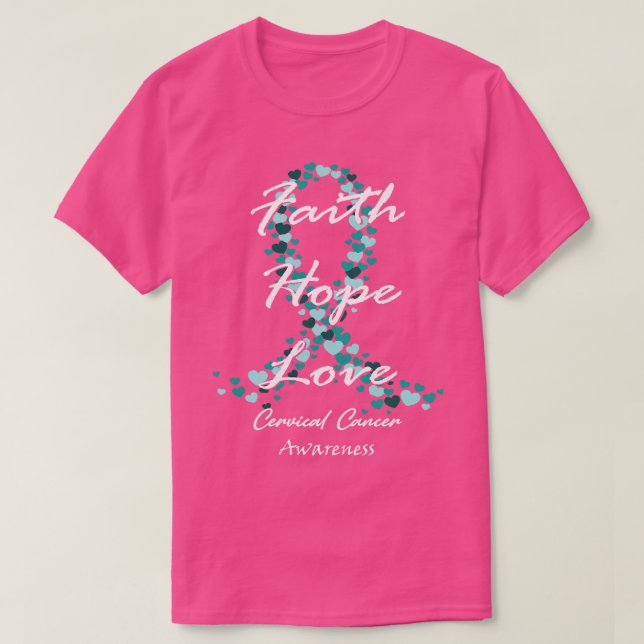 Camiseta Conciencia sobre el cáncer cervical Fe Esperanza A (Diseño del anverso)
