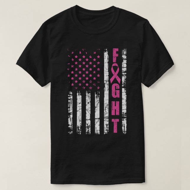 Camiseta Conciencia sobre el cáncer de mama Bandera estadou (Diseño del anverso)
