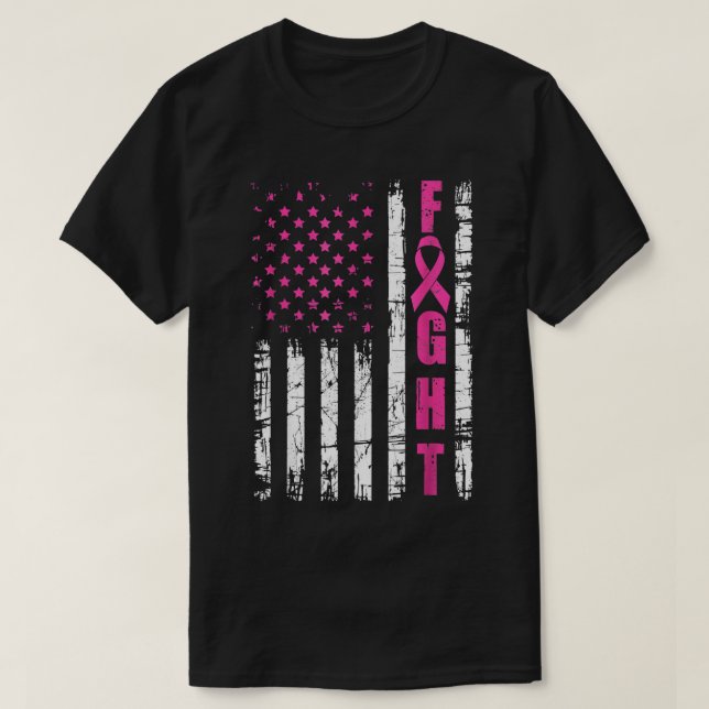Camiseta Conciencia sobre el cáncer de mama Bandera estadou (Diseño del anverso)