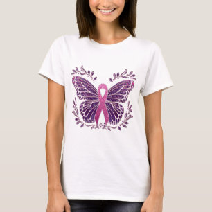 Camiseta Conciencia sobre el cáncer de mama Butterfly Flora
