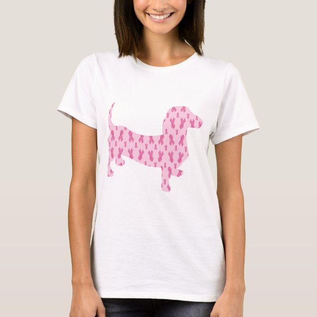 Camiseta Conciencia sobre el cáncer de mama Dachshund (Anverso)
