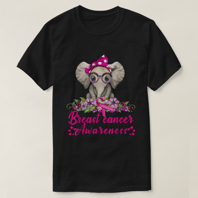Camiseta Conciencia sobre el cáncer de mama Elefante (Diseño del anverso)
