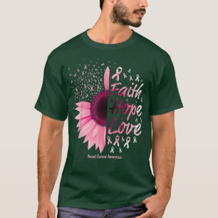 Camiseta Conciencia sobre el cáncer de mama Fe cristiana Es