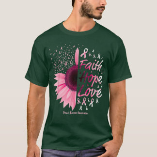 Camiseta Conciencia sobre el cáncer de mama Fe cristiana Es