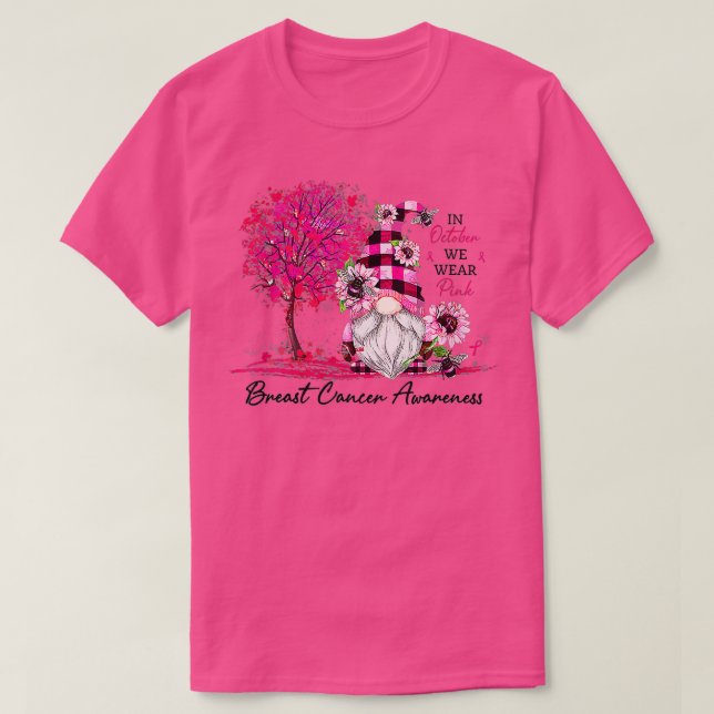 Camiseta Conciencia Sobre El Cáncer De Mama Gnome En Octubr (Diseño del anverso)