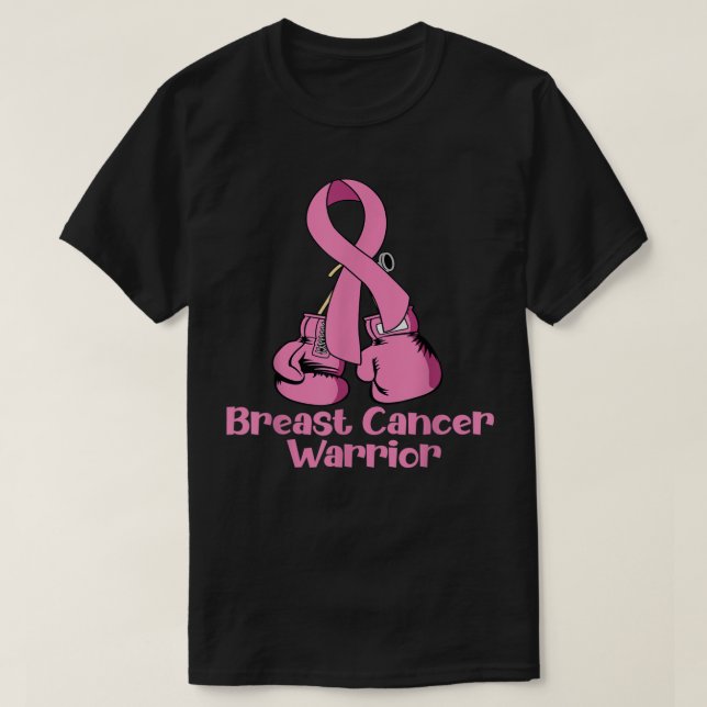 Camiseta Conciencia sobre el cáncer de mama Guantes de boxe (Diseño del anverso)