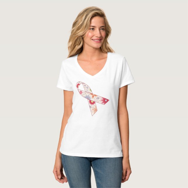 Camiseta Conciencia sobre el cáncer de mama V-Neck T-Shirt (Anverso completo)