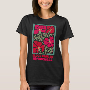 Camiseta Conciencia sobre el cáncer de sangre Boho Flor roj