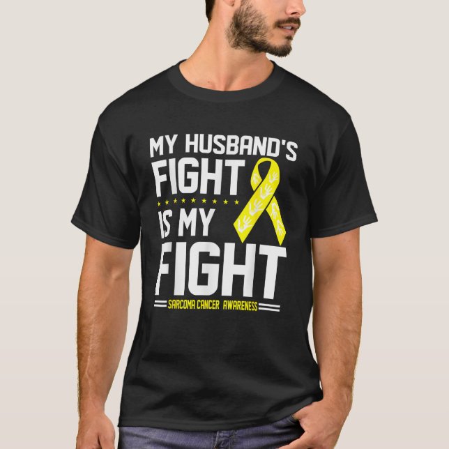Camiseta Conciencia sobre el cáncer de sarcoma en mi marido (Anverso)