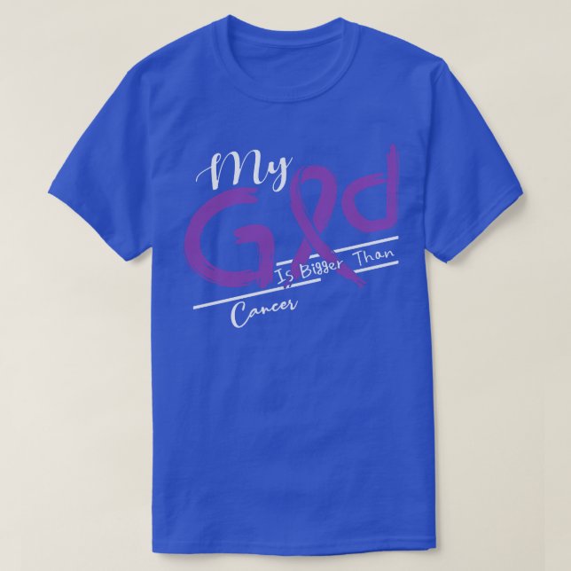 Camiseta Conciencia sobre el cáncer Mi Dios es más fuerte e (Diseño del anverso)