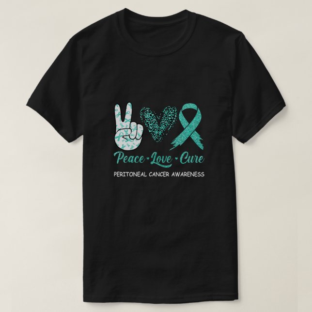 Camiseta Conciencia sobre el cáncer peritoneal Paz Cure Leo (Diseño del anverso)