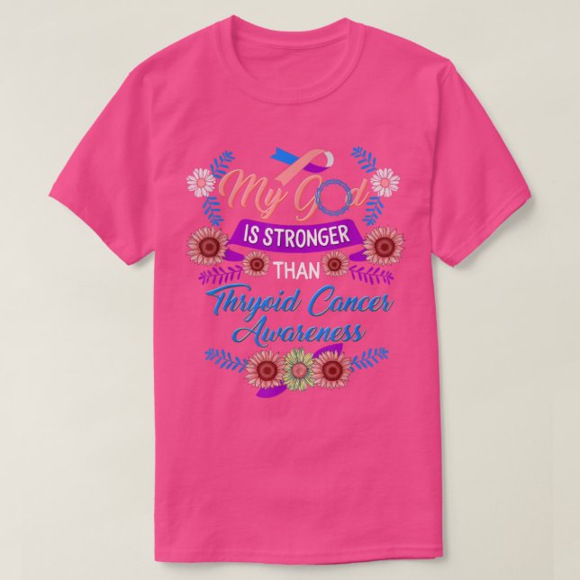 Camiseta Conciencia sobre el cáncer tiroideo Mi Dios es más (Diseño del anverso)