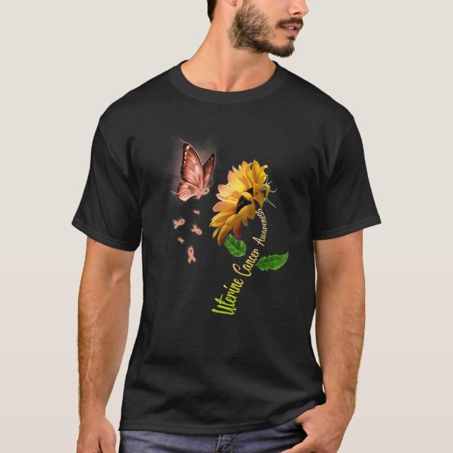 Camiseta Conciencia sobre el cáncer uterino de girasol de m (Anverso)
