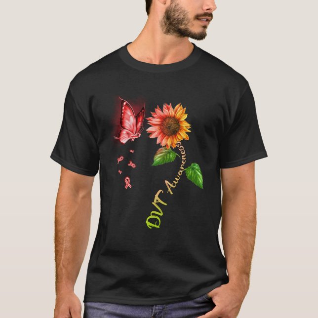 Camiseta Conciencia sobre el DVT de girasol de mariposa (Anverso)