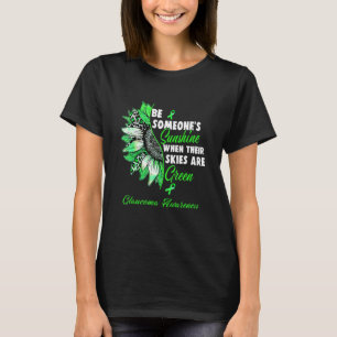 Camiseta Conciencia sobre el glaucoma Cinta verde girasol
