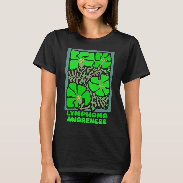 Camiseta Conciencia sobre el linfoma Boho Flor verde (Anverso)