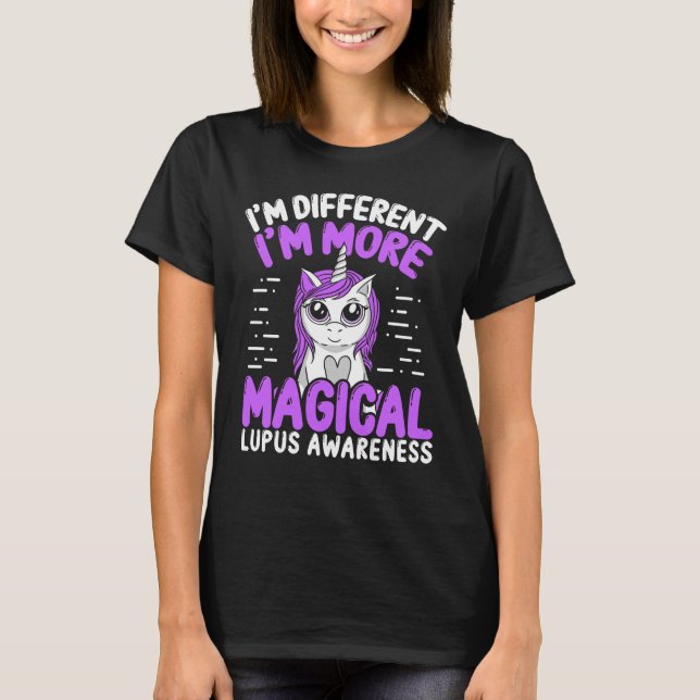Camiseta Conciencia sobre el Lupus Unicorn Mujeres Cinta Pú (Anverso)