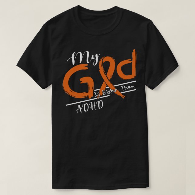 Camiseta Conciencia sobre el TDAH Mi Dios es más fuerte en  (Diseño del anverso)