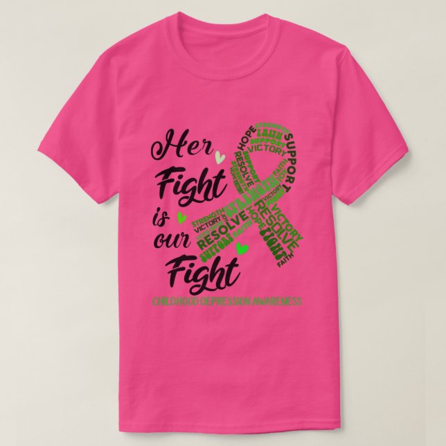 Camiseta Conciencia sobre la depresión infantil Su lucha es (Diseño del anverso)