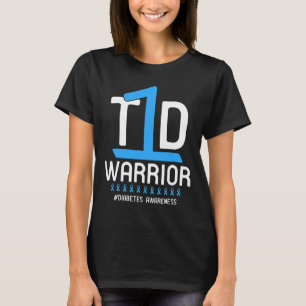 Camiseta Conciencia sobre la diabetes Cinta azul guerrera T