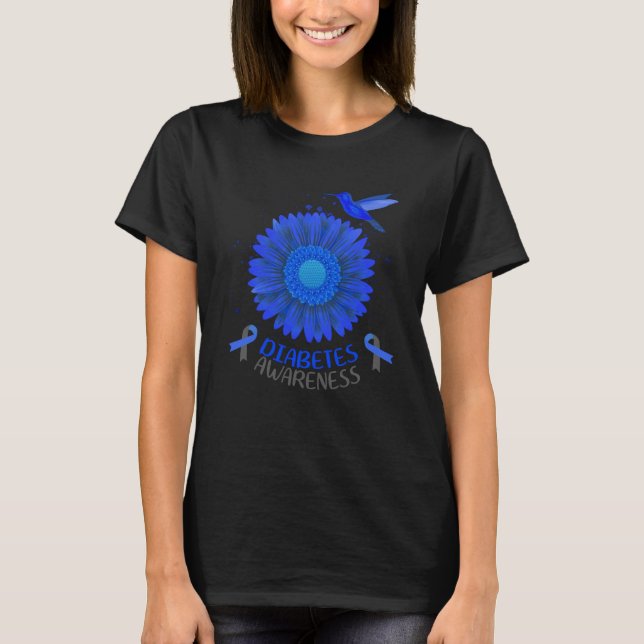 Camiseta Conciencia sobre la diabetes Colibrí girasol (Anverso)