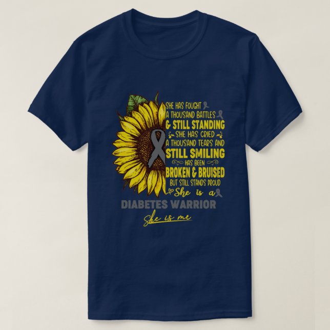 Camiseta Conciencia sobre la diabetes Ella es una guerrera  (Diseño del anverso)