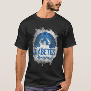 Camiseta Conciencia sobre la diabetes Lazo azul arcoiris bl