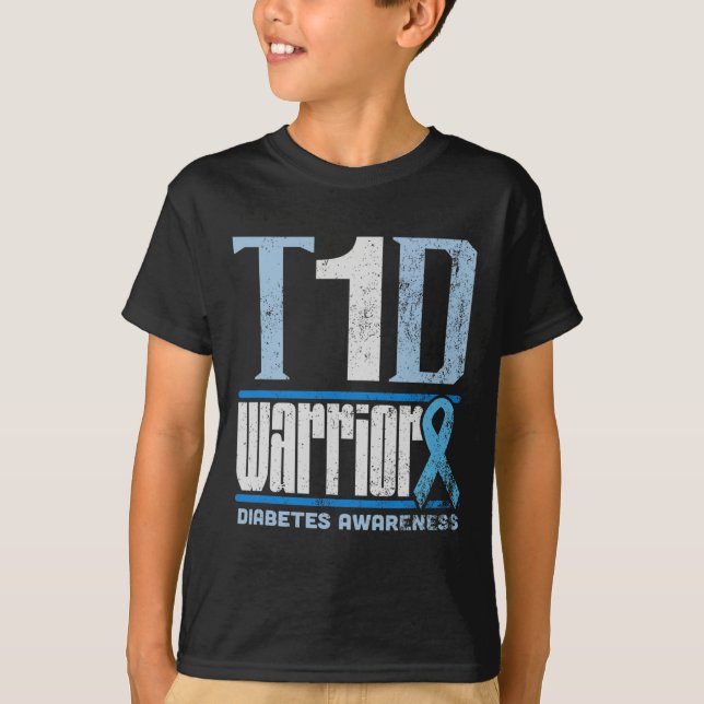 Camiseta Conciencia sobre la diabetes mes T1D Guerrero de l (Anverso)